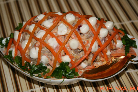 Салат с мясом и корейской морковкой